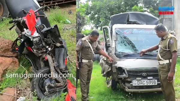 கோர விபத்து...! லொறியுடன் நேருக்கு நேர் மோதிய மோட்டார் சைக்கிள் - கடற்படை வீரர் ஸ்தலத்தில் உயிரிழப்பு..! samugammedia 